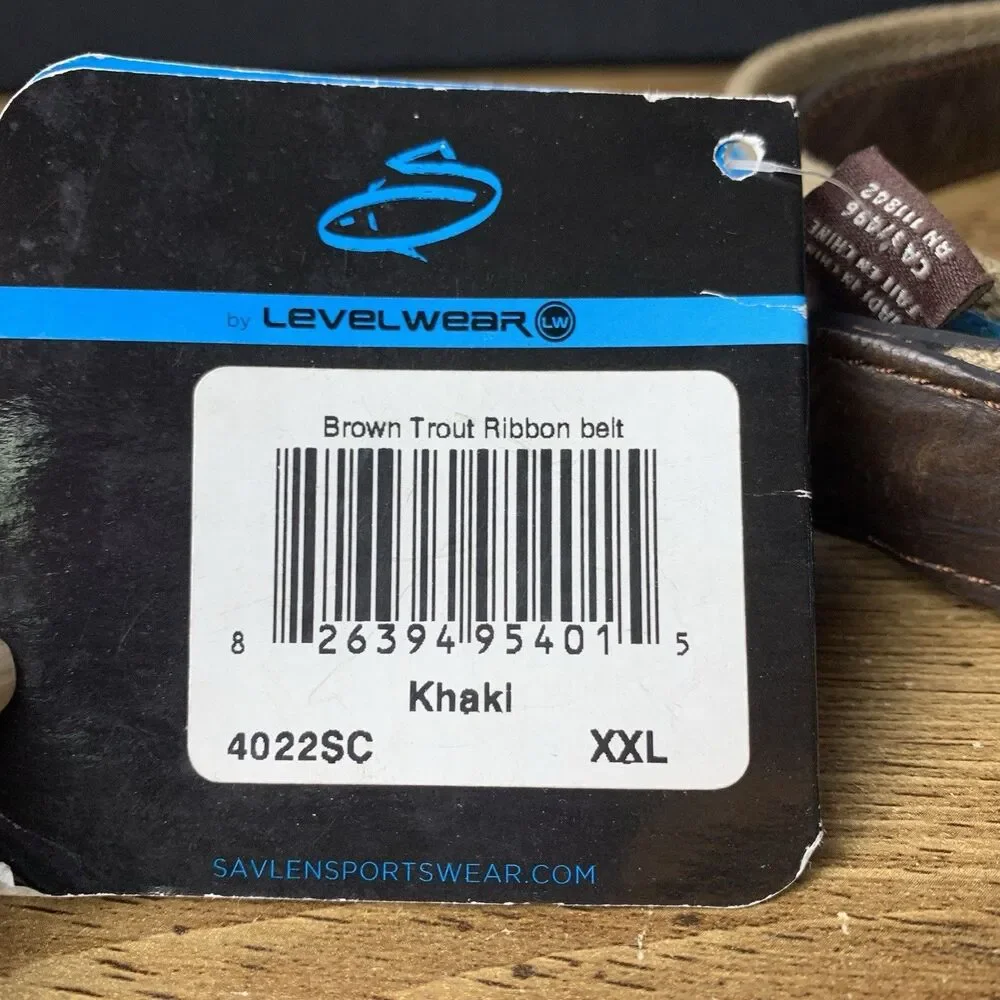Savlen Fly Fishing Brown Trout Ribbon Belt Pickleball Level Wear Cotton/Leather